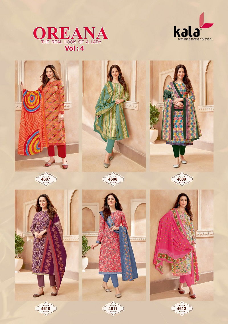 Kala Oreana 4 Cotton Printed Readymade Suits
